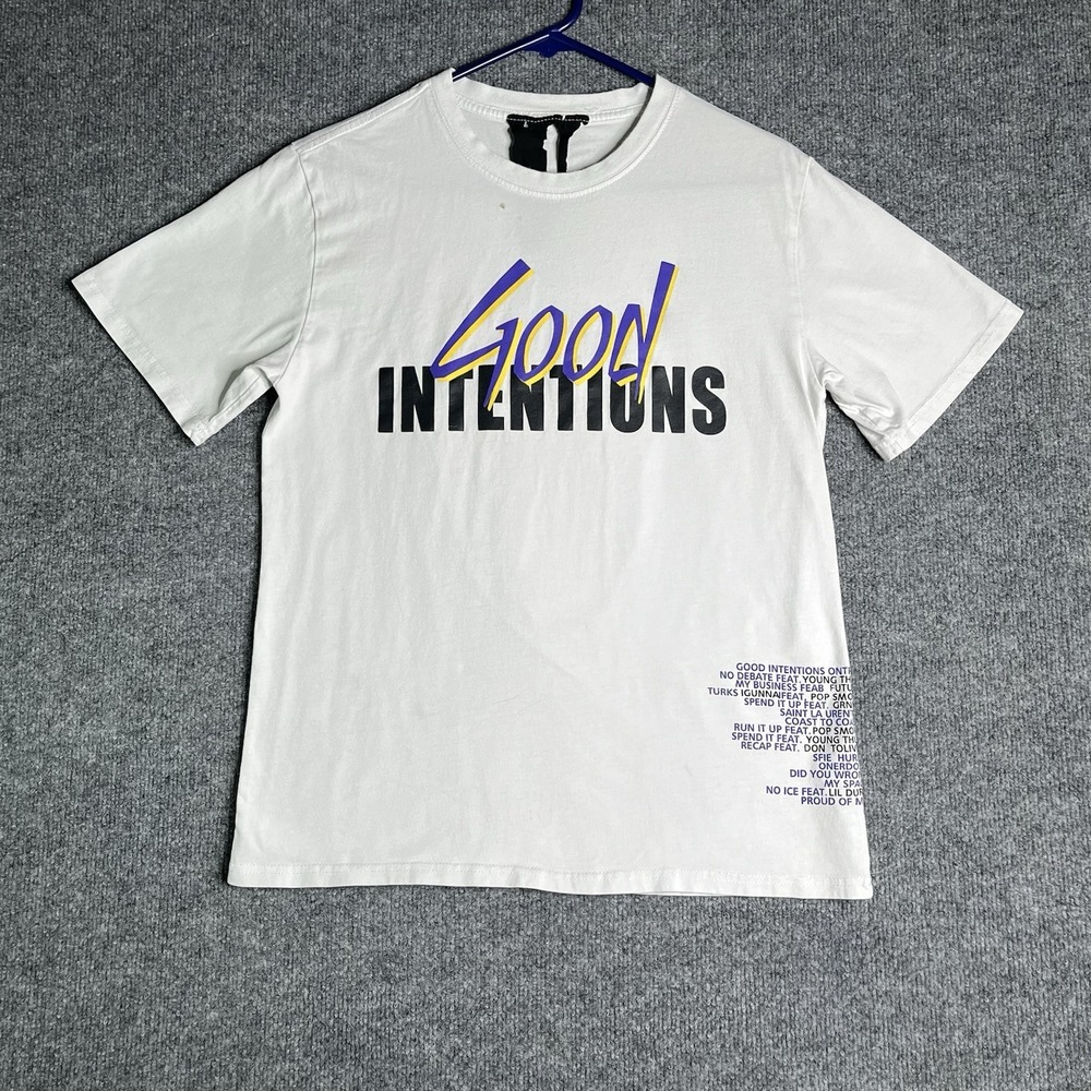 Vlone X Nav Good Intentions Doves T-Shirt Size M White Hip Hop Rap Tee